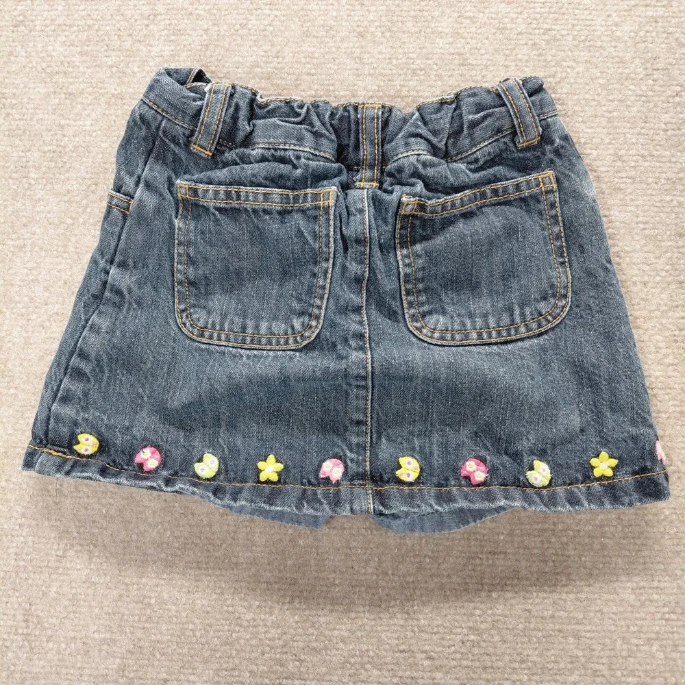 Gymboree Denim Skort Blue Ladybug Bug Flower Toddler Girls Size 4 Jean Skirt